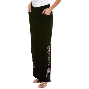 Johnny Was Womens Steffania Silk-Blend Pant, Black